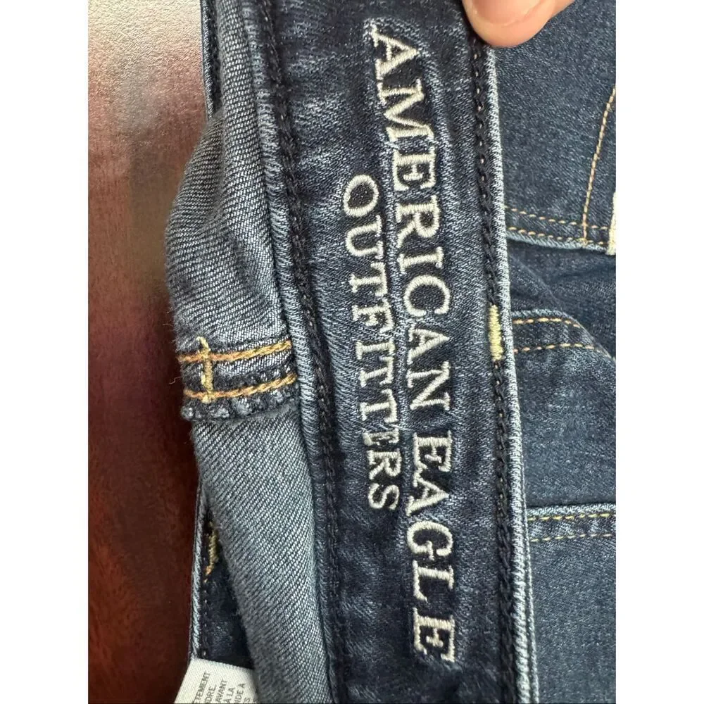 American Eagle Super Stretch Skinny Dark Wash Denim Jeans Size 00 Long - Picture 5 of 7